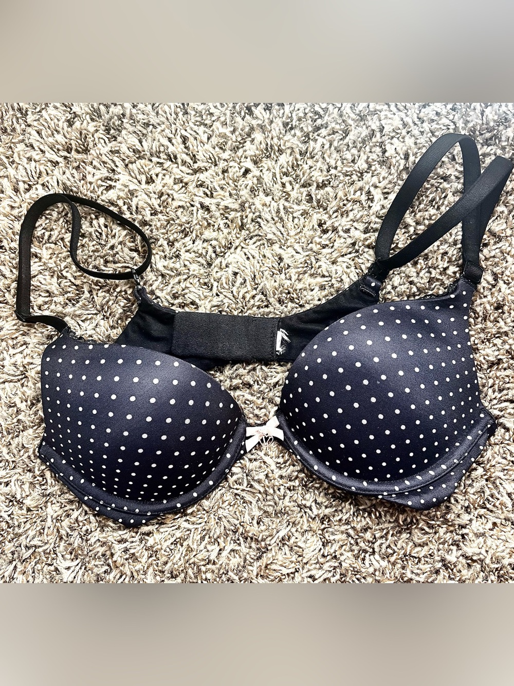 Black Polka Dot Push Up Bra with Light Padding